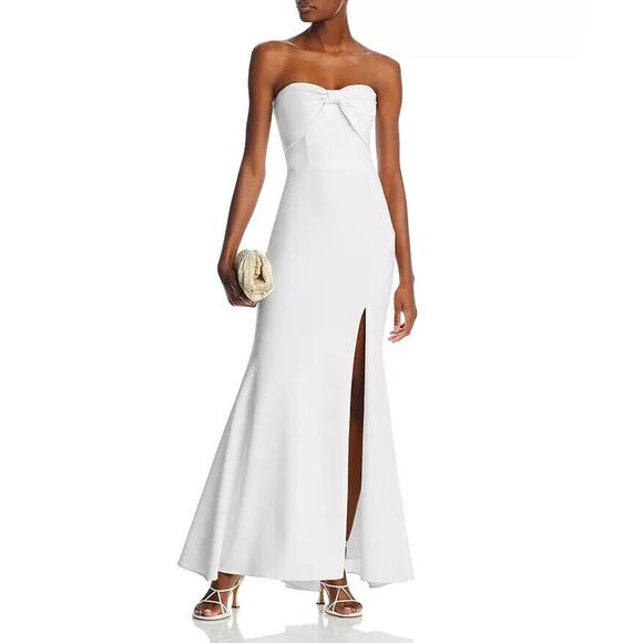 Aqua Scuba Strapless Bow Front Gown Size 10